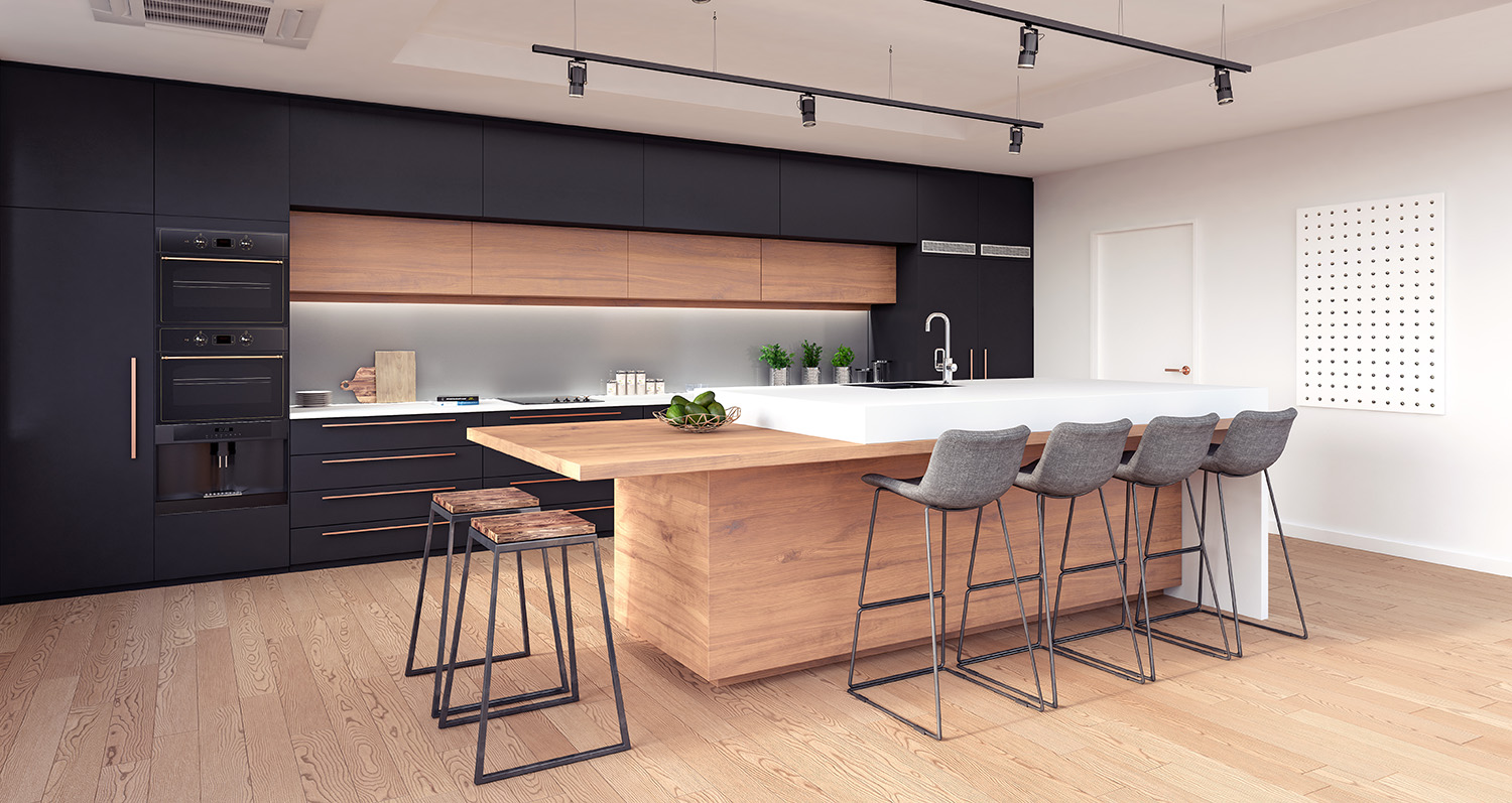 Modern,Kitchen,Interior,Design,3d,Rendering,,3d,Illustration